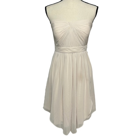 JENNY YOO Collection Bridesmaid Gown Strapless Knee Length Champagne Sz 8. - Picture 1 of 15